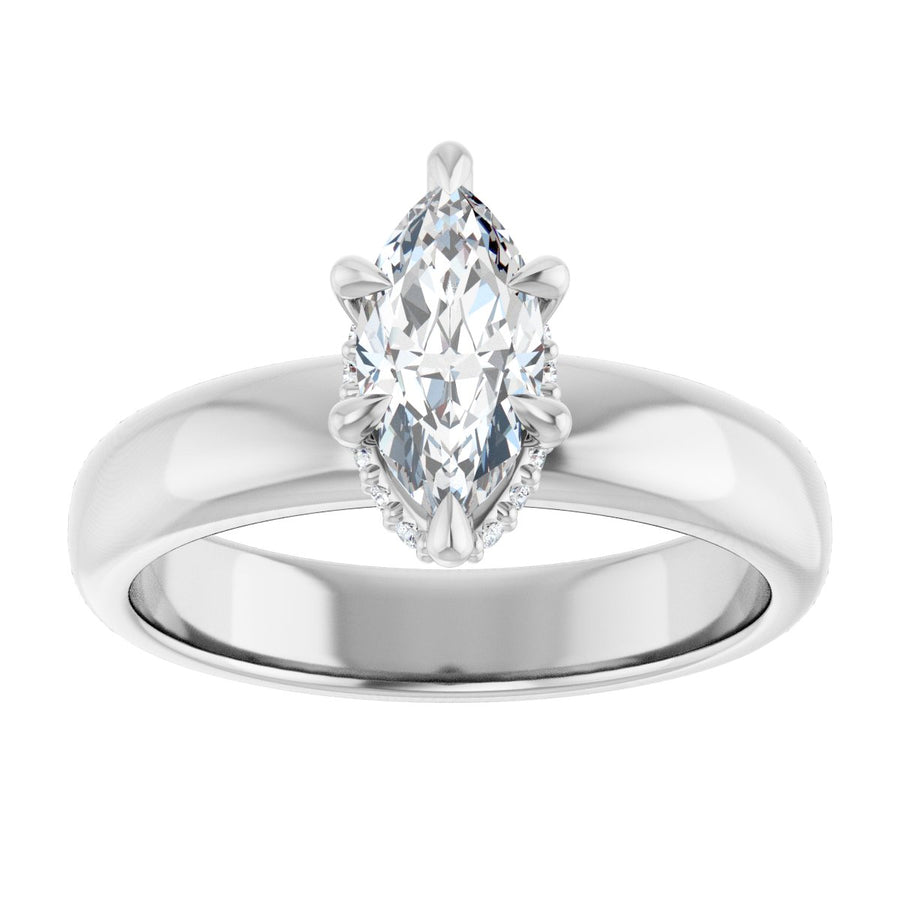 Marquise Claw-Prong Hidden Halo-Style Engagement Ring Semi-Mount - gallery - Series 127042