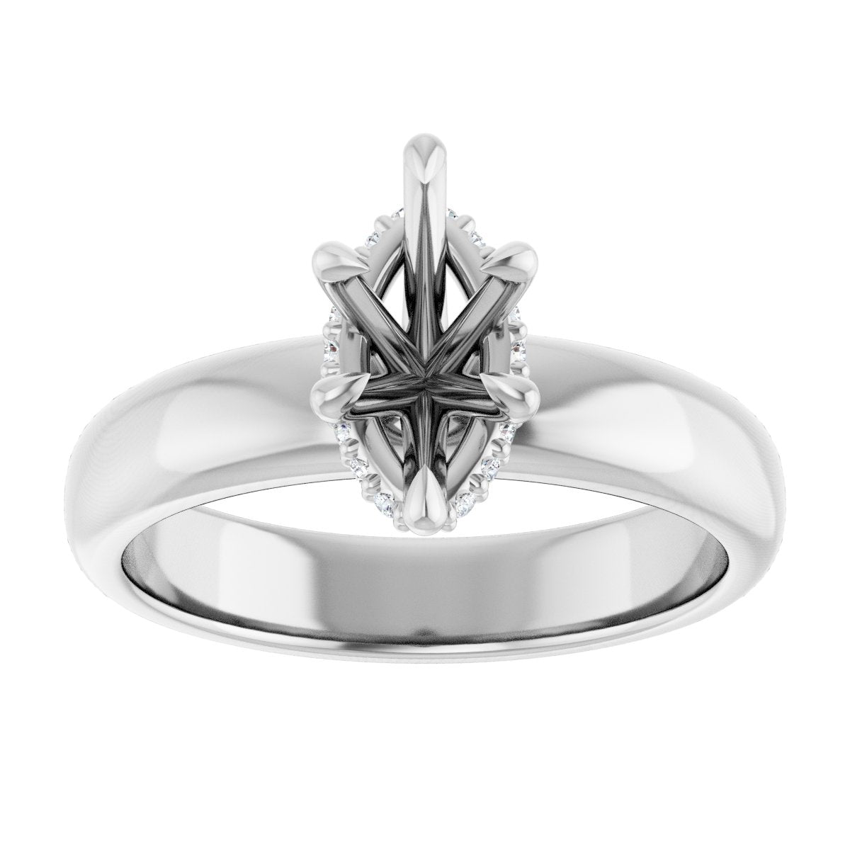 Marquise Claw-Prong Hidden Halo-Style Engagement Ring Semi-Mount - gallery - Series 127042