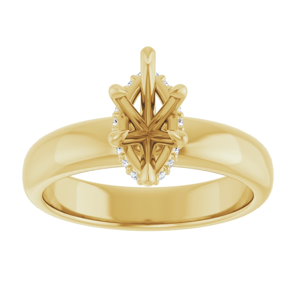Marquise Claw-Prong Hidden Halo-Style Engagement Ring Semi-Mount - gallery - Series 127042
