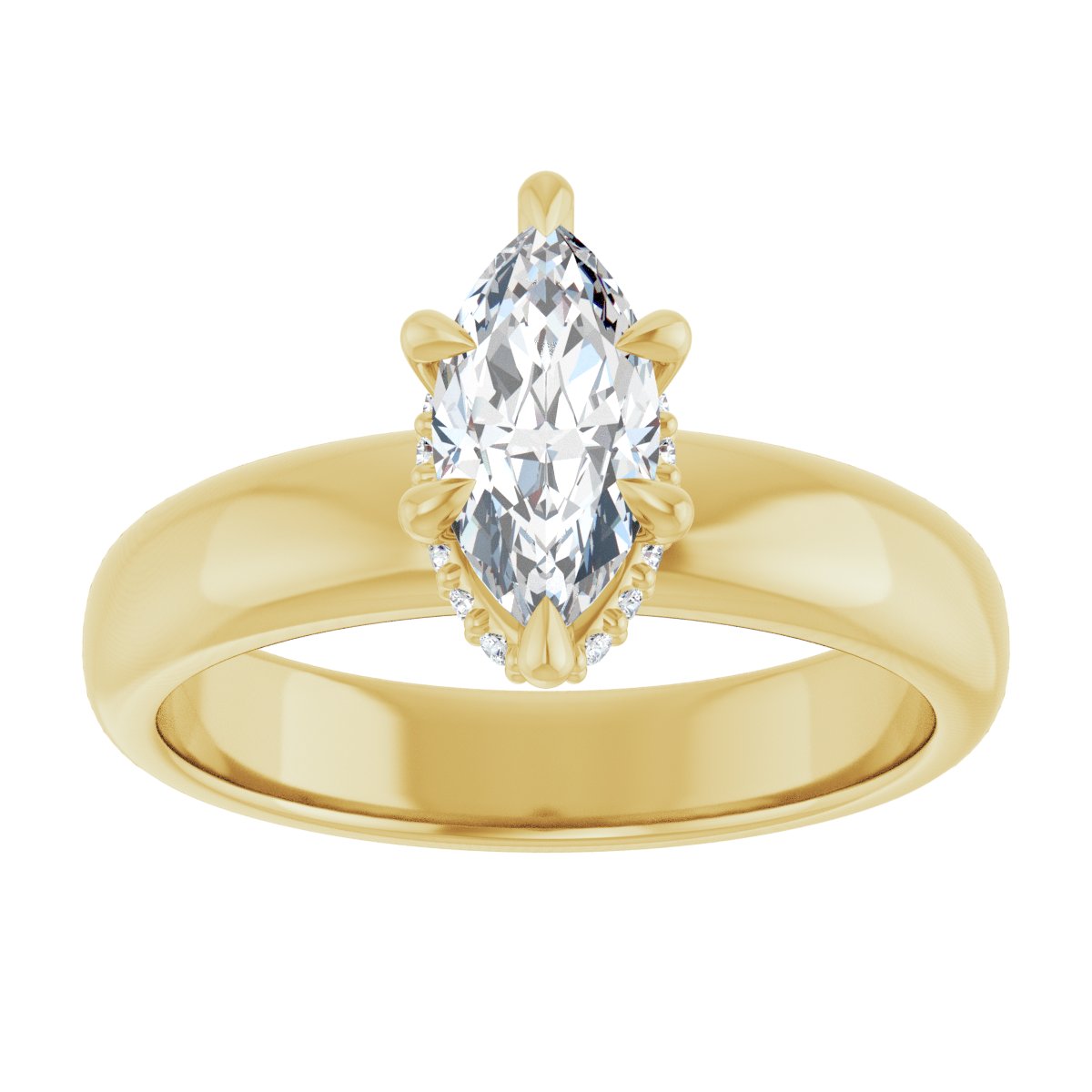 Marquise Claw-Prong Hidden Halo-Style Engagement Ring Semi-Mount - gallery - Series 127042