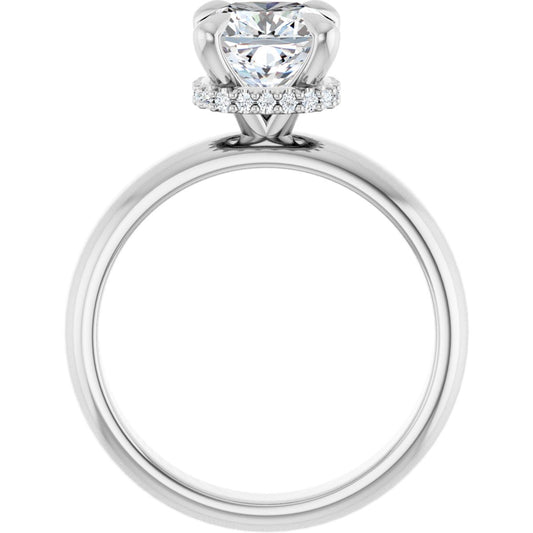 Cushion Claw-Prong Hidden Halo-Style Engagement Ring Semi-Mount - gallery - Series 127042