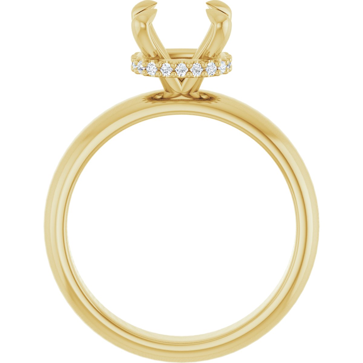Cushion Claw-Prong Hidden Halo-Style Engagement Ring Semi-Mount - gallery - Series 127042
