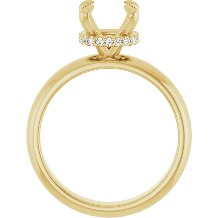 Cushion Claw-Prong Hidden Halo-Style Engagement Ring Semi-Mount - gallery - Series 127042