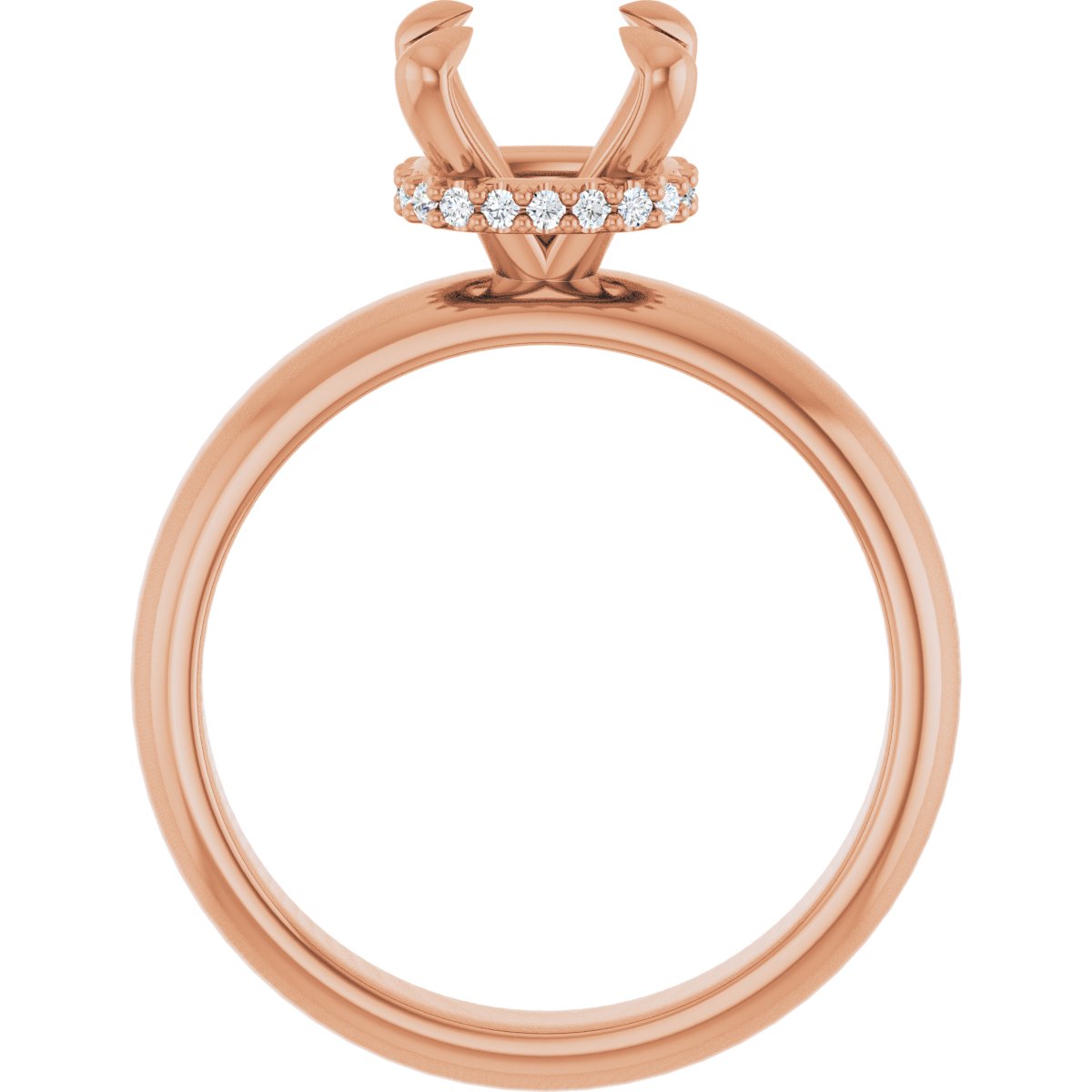 Cushion Claw-Prong Hidden Halo-Style Engagement Ring Semi-Mount - gallery - Series 127042