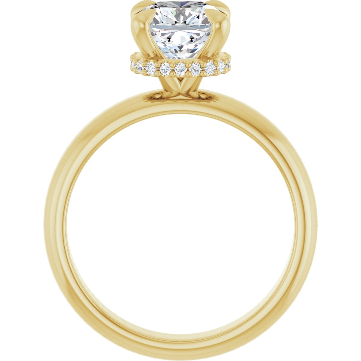 Cushion Claw-Prong Hidden Halo-Style Engagement Ring Semi-Mount - gallery - Series 127042