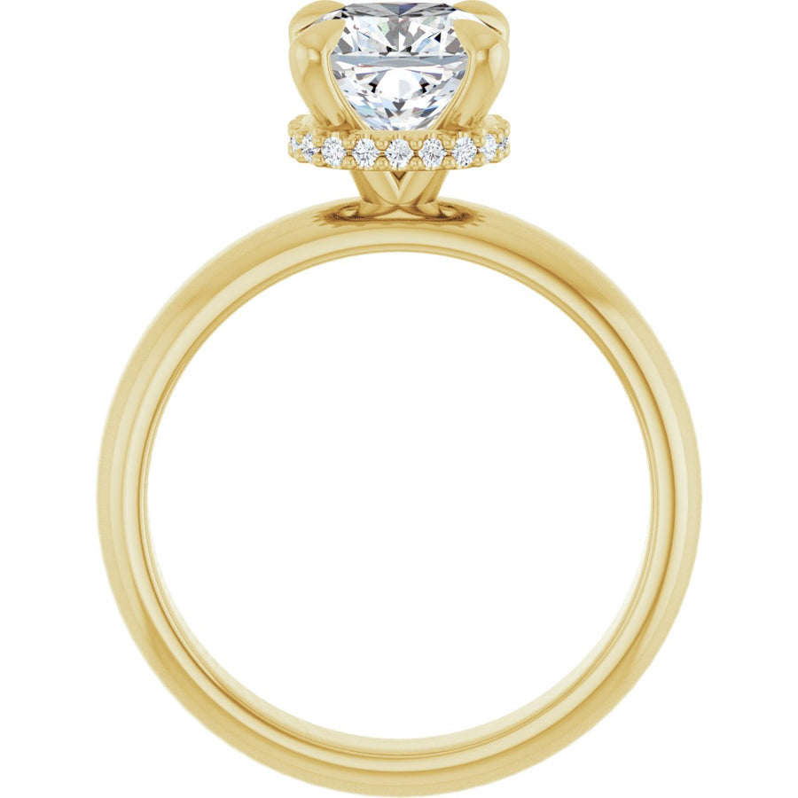 Cushion Claw-Prong Hidden Halo-Style Engagement Ring Semi-Mount - gallery - Series 127042