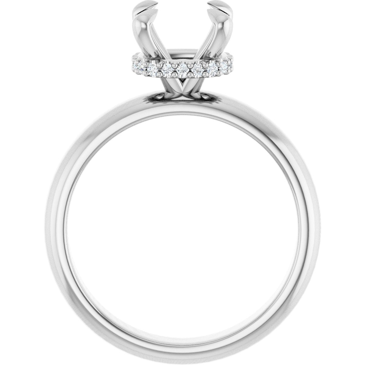 Cushion Claw-Prong Hidden Halo-Style Engagement Ring Semi-Mount - gallery - Series 127042
