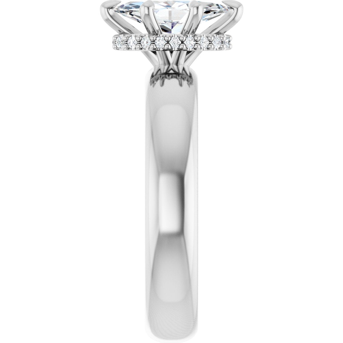 Marquise Claw-Prong Hidden Halo-Style Engagement Ring Semi-Mount - gallery - Series 127042