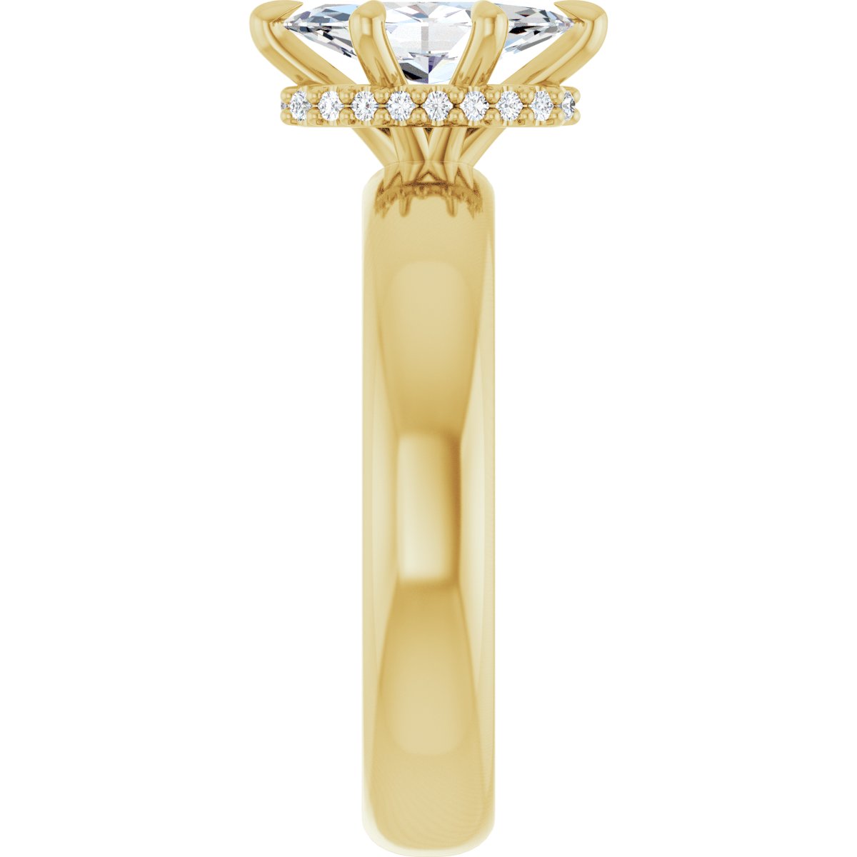 Marquise Claw-Prong Hidden Halo-Style Engagement Ring Semi-Mount - gallery - Series 127042