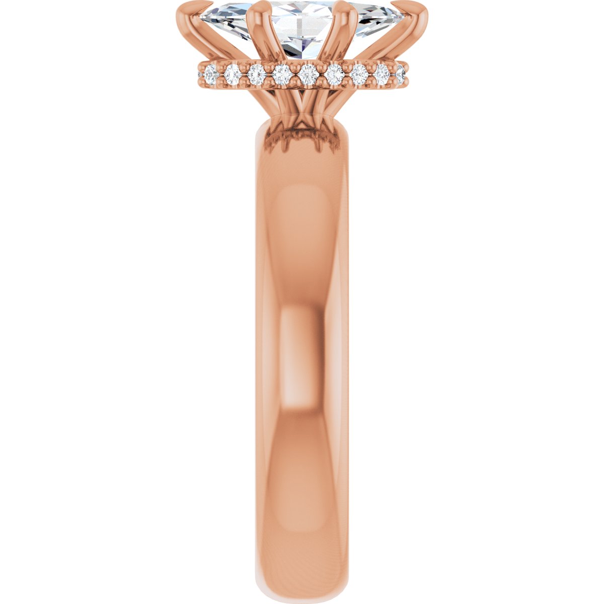 Marquise Claw-Prong Hidden Halo-Style Engagement Ring Semi-Mount - gallery - Series 127042