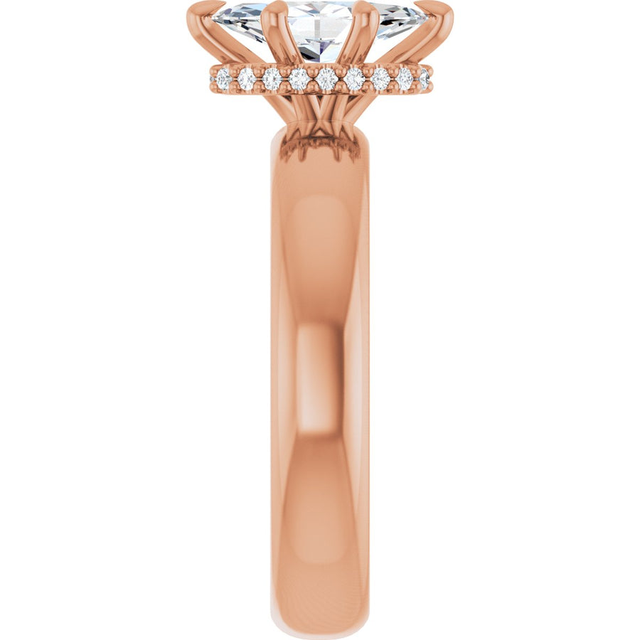 Marquise Claw-Prong Hidden Halo-Style Engagement Ring Semi-Mount - gallery - Series 127042