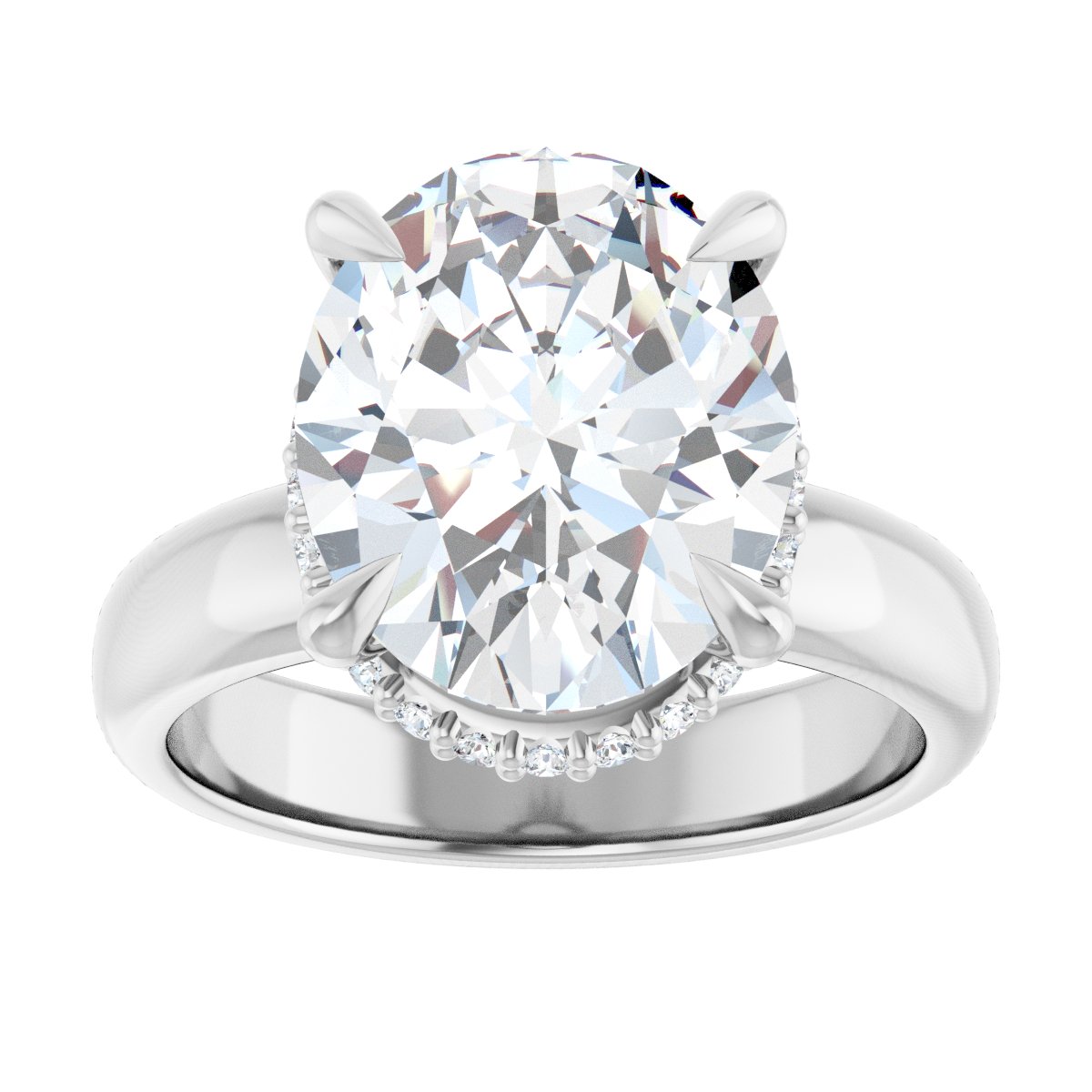 Oval Claw-Prong Hidden Halo-Style Engagement Ring Semi-Mount - gallery - Series 127042