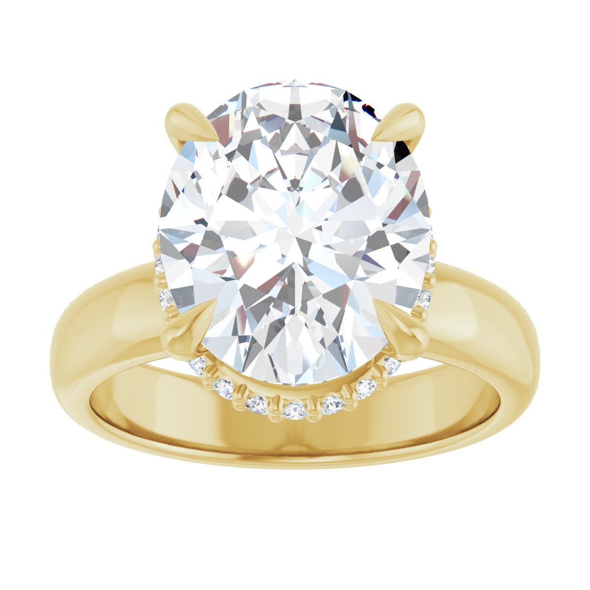 Oval Claw-Prong Hidden Halo-Style Engagement Ring Semi-Mount - gallery - Series 127042