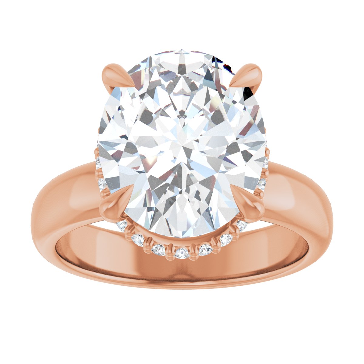 Oval Claw-Prong Hidden Halo-Style Engagement Ring Semi-Mount - gallery - Series 127042
