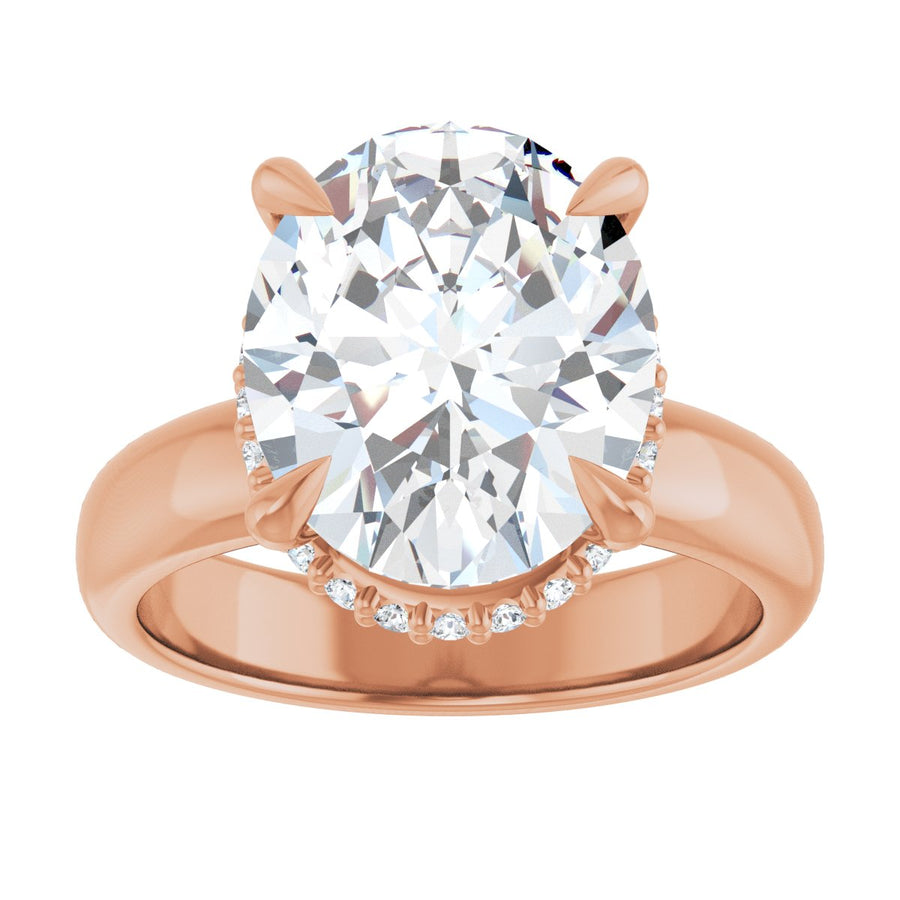 Oval Claw-Prong Hidden Halo-Style Engagement Ring Semi-Mount - gallery - Series 127042