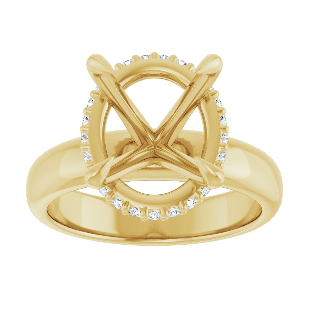 Oval Claw-Prong Hidden Halo-Style Engagement Ring Semi-Mount - gallery - Series 127042