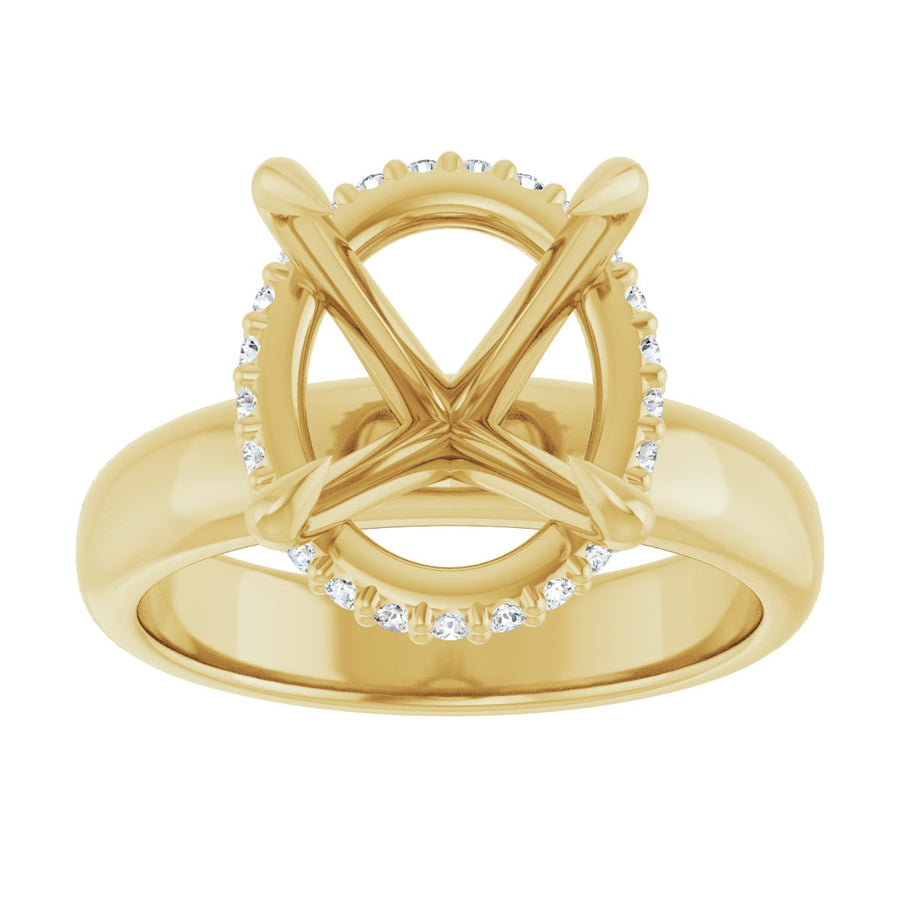 Oval Claw-Prong Hidden Halo-Style Engagement Ring Semi-Mount - gallery - Series 127042