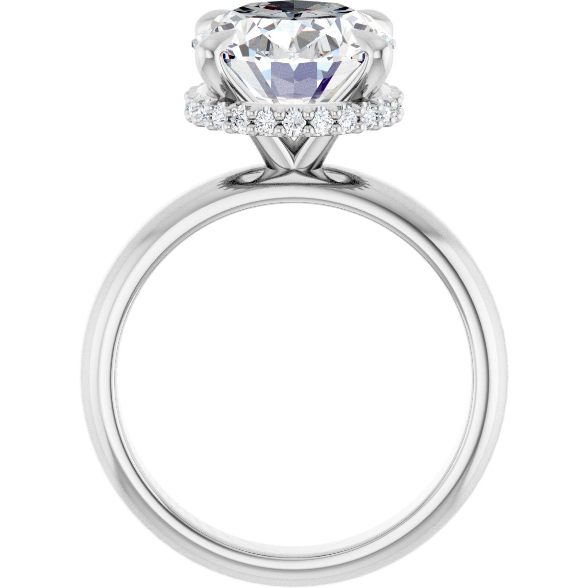 Oval Claw-Prong Hidden Halo-Style Engagement Ring Semi-Mount - gallery - Series 127042