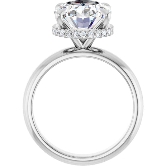 Oval Claw-Prong Hidden Halo-Style Engagement Ring Semi-Mount - gallery - Series 127042