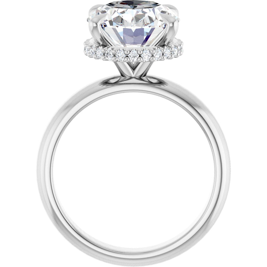 Oval Claw-Prong Hidden Halo-Style Engagement Ring Semi-Mount - gallery - Series 127042