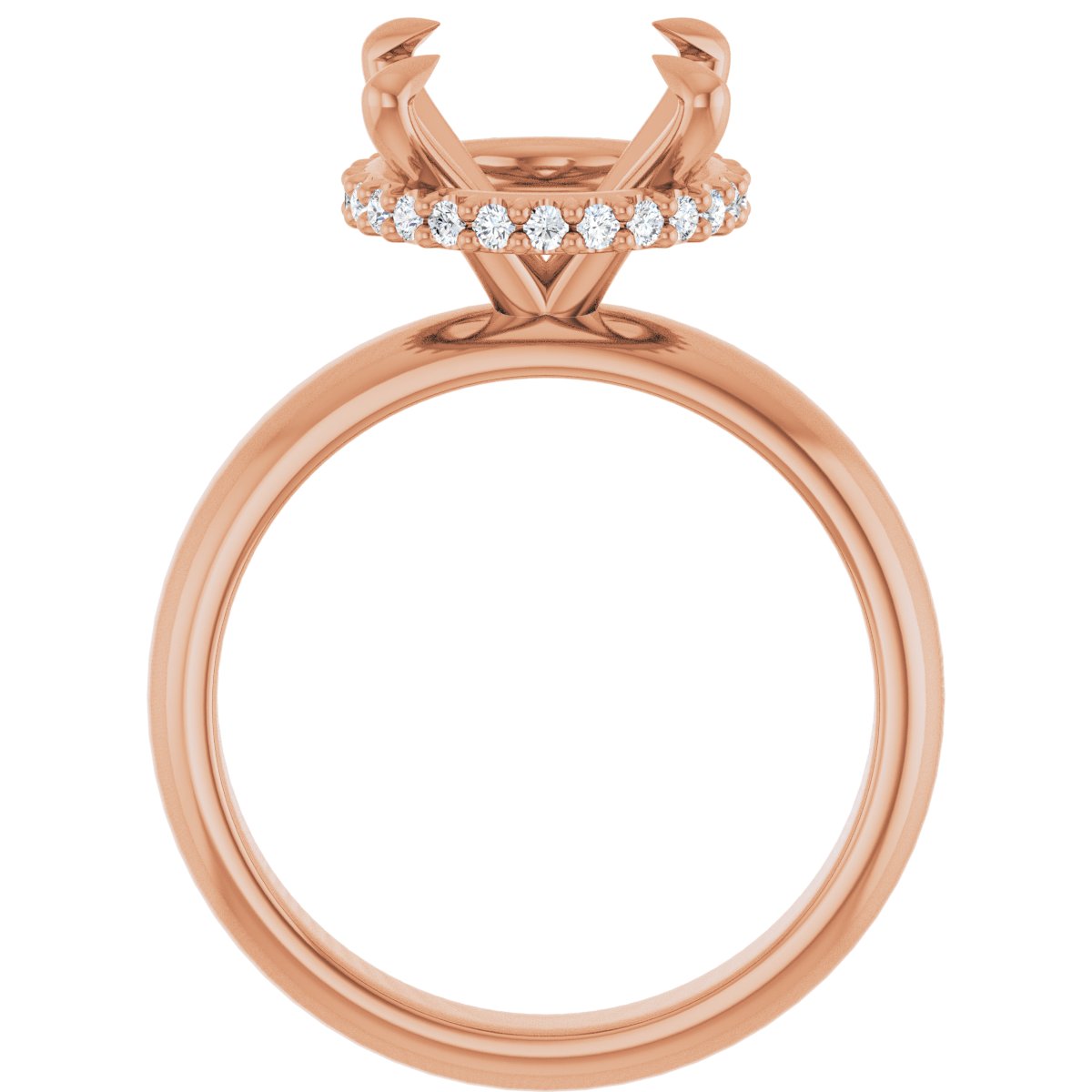 Oval Claw-Prong Hidden Halo-Style Engagement Ring Semi-Mount - gallery - Series 127042