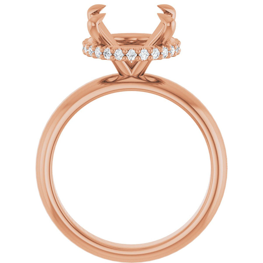 Oval Claw-Prong Hidden Halo-Style Engagement Ring Semi-Mount - gallery - Series 127042