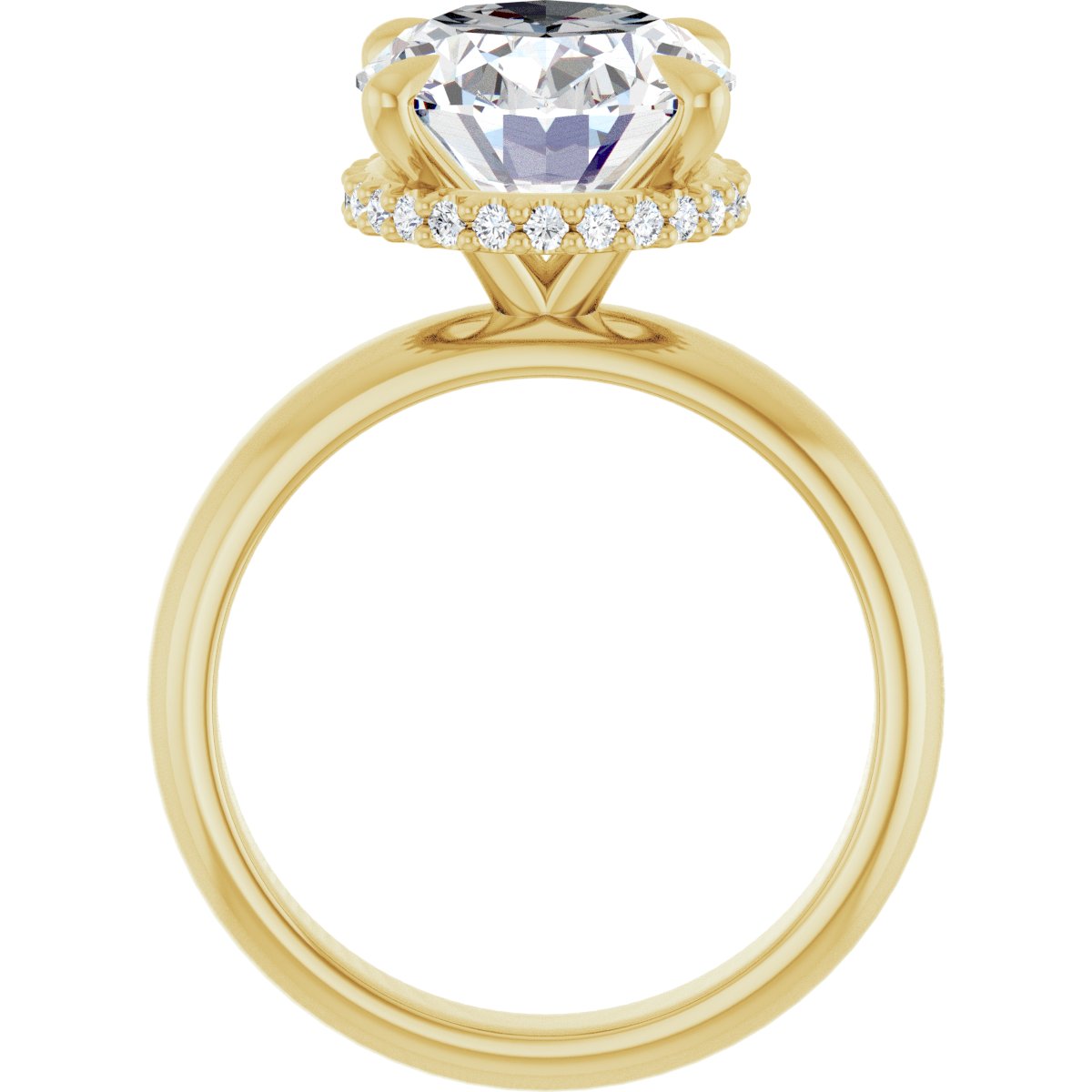Oval Claw-Prong Hidden Halo-Style Engagement Ring Semi-Mount - gallery - Series 127042