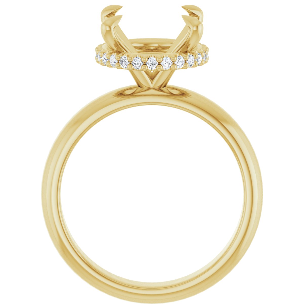Oval Claw-Prong Hidden Halo-Style Engagement Ring Semi-Mount - gallery - Series 127042