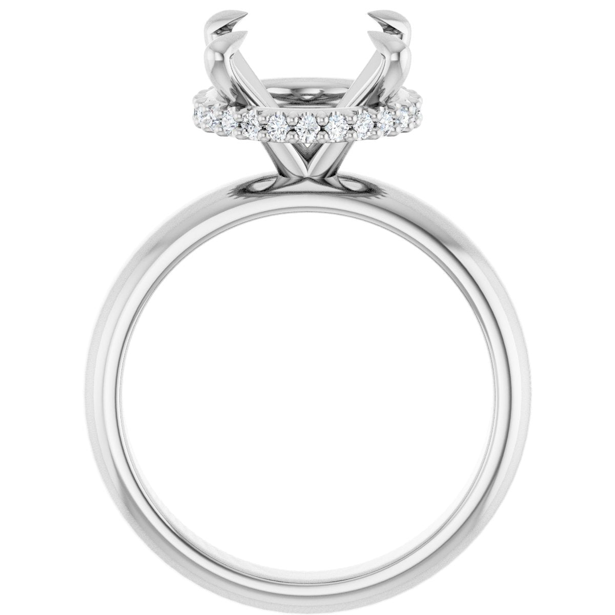 Oval Claw-Prong Hidden Halo-Style Engagement Ring Semi-Mount - gallery - Series 127042