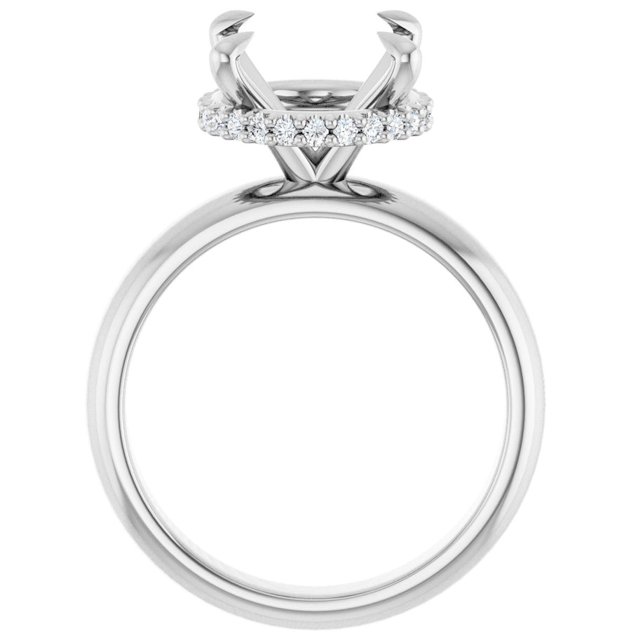Oval Claw-Prong Hidden Halo-Style Engagement Ring Semi-Mount - gallery - Series 127042
