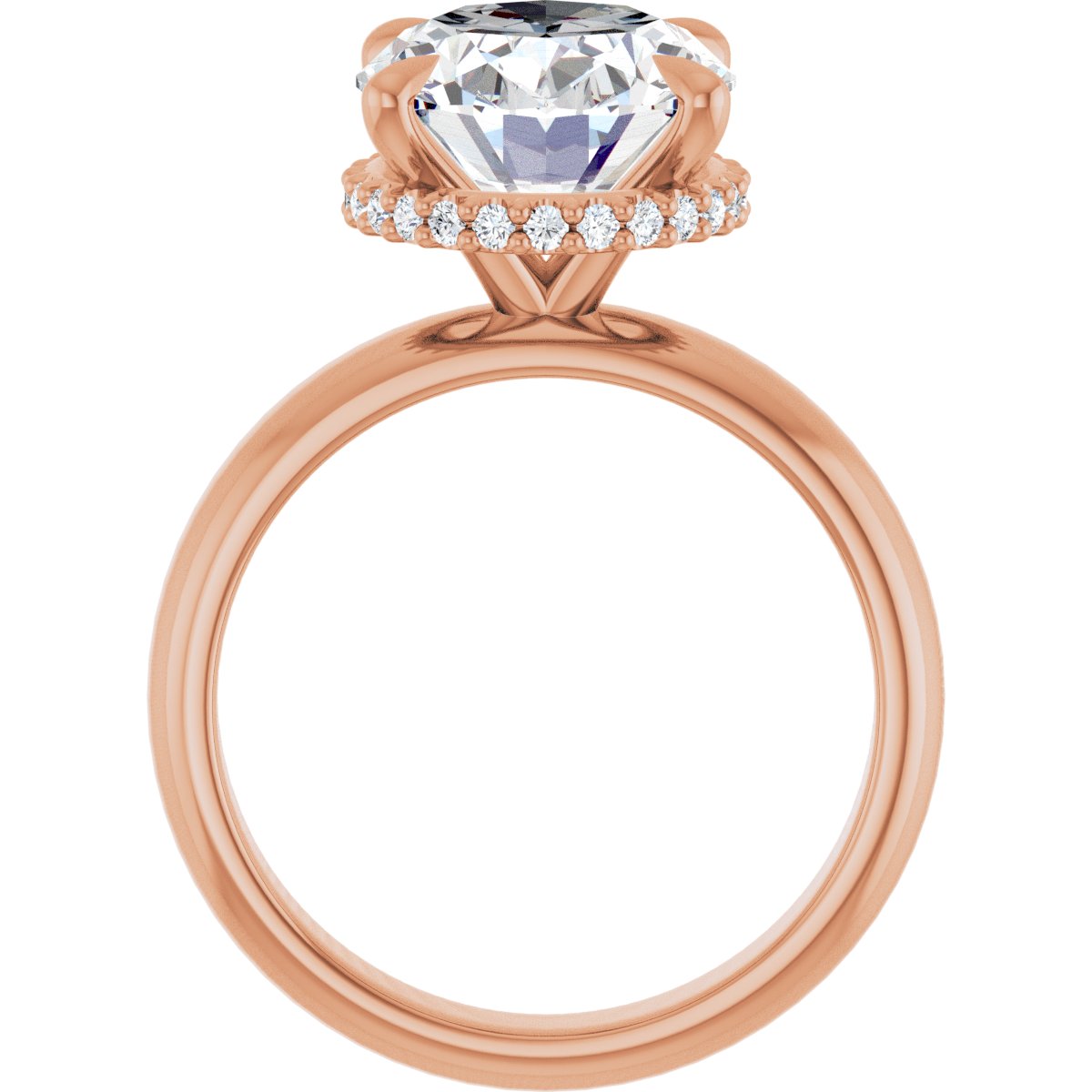 Oval Claw-Prong Hidden Halo-Style Engagement Ring Semi-Mount - gallery - Series 127042