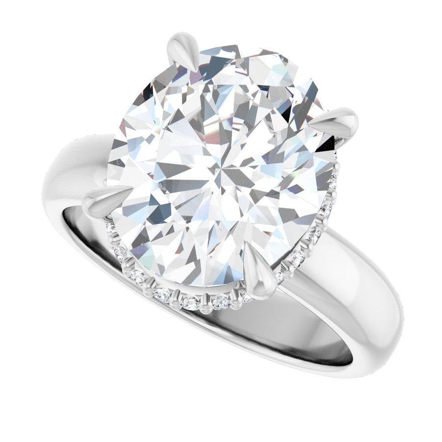 Oval Claw-Prong Hidden Halo-Style Engagement Ring Semi-Mount - gallery - Series 127042