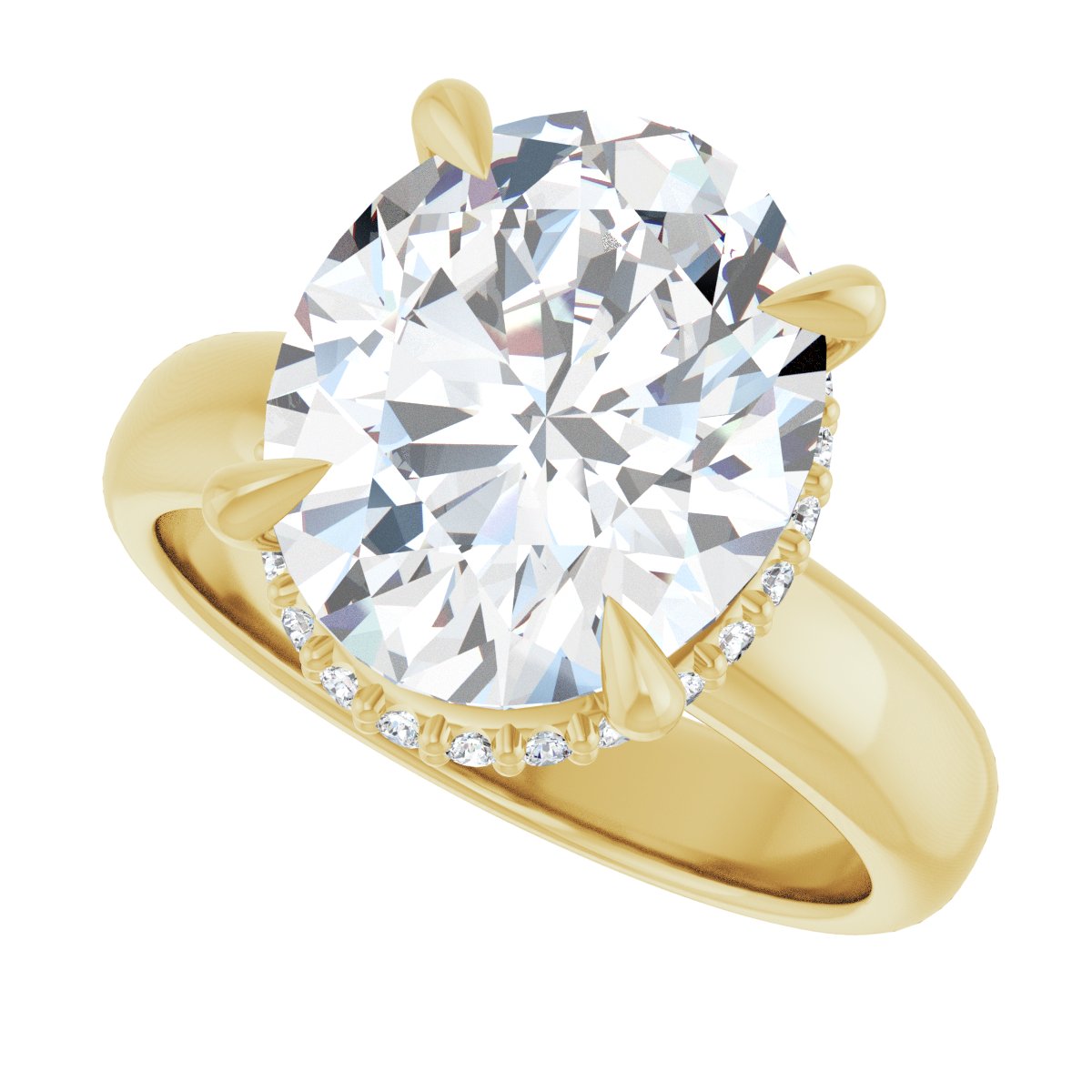 Oval Claw-Prong Hidden Halo-Style Engagement Ring Semi-Mount - gallery - Series 127042