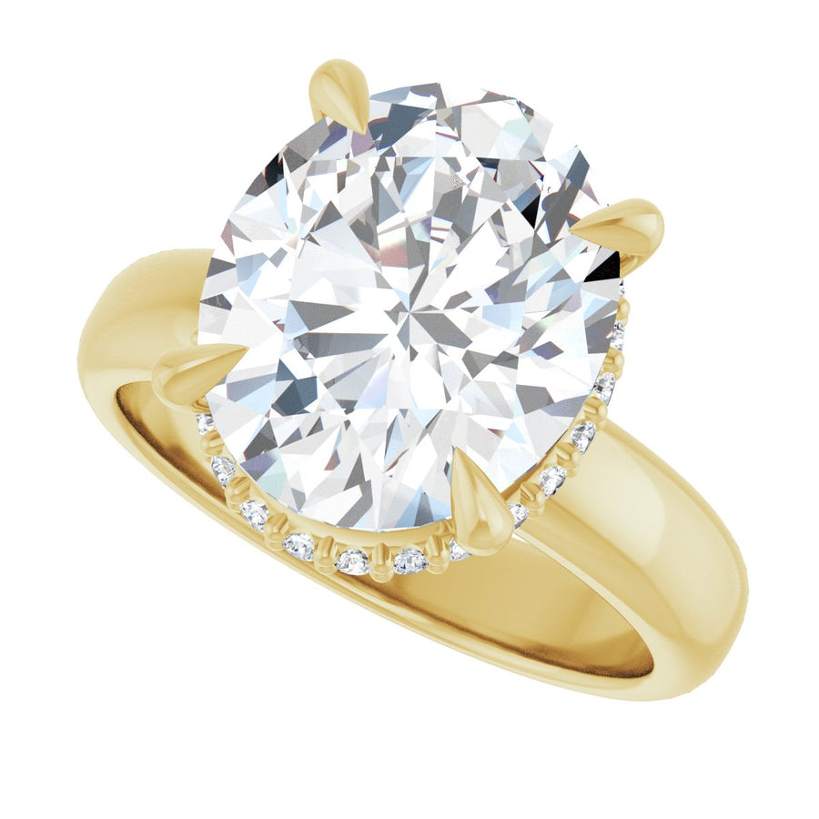 Oval Claw-Prong Hidden Halo-Style Engagement Ring Semi-Mount - gallery - Series 127042