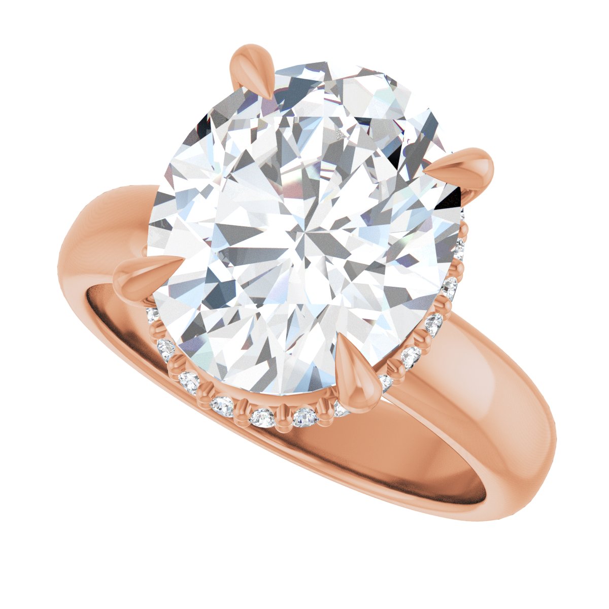 Oval Claw-Prong Hidden Halo-Style Engagement Ring Semi-Mount - gallery - Series 127042