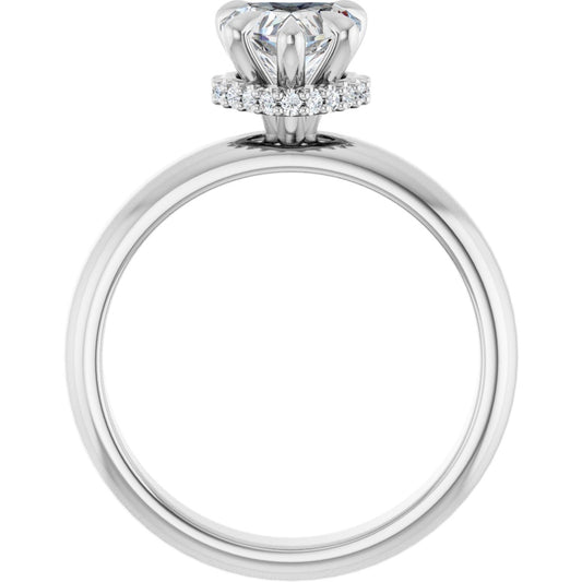 Heart Claw-Prong Hidden Halo-Style Engagement Ring Semi-Mount - gallery - Series 127042