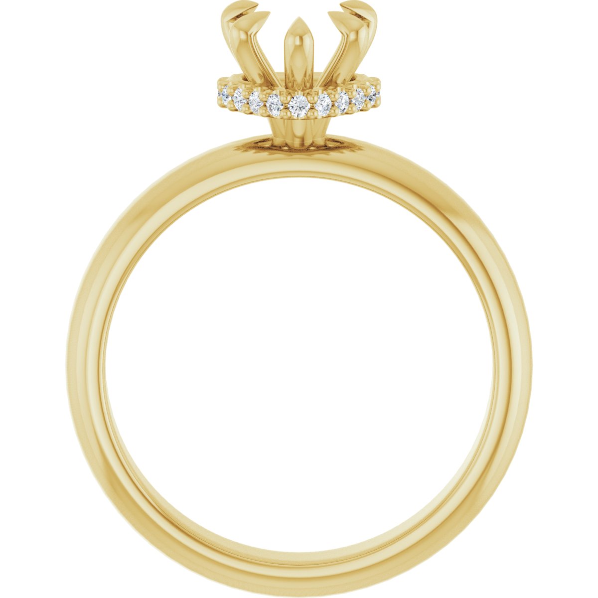 Heart Claw-Prong Hidden Halo-Style Engagement Ring Semi-Mount - gallery - Series 127042