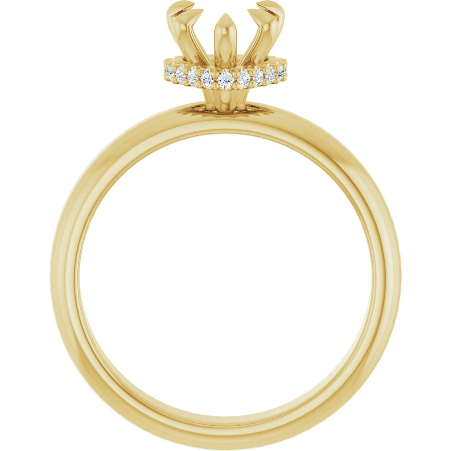 Heart Claw-Prong Hidden Halo-Style Engagement Ring Semi-Mount - gallery - Series 127042