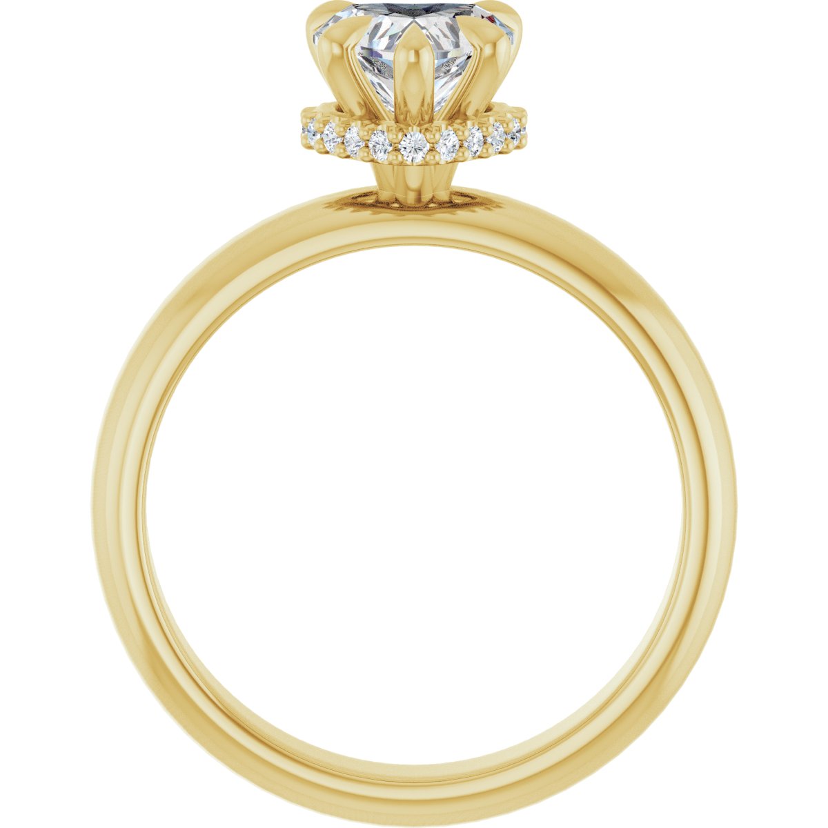 Heart Claw-Prong Hidden Halo-Style Engagement Ring Semi-Mount - gallery - Series 127042