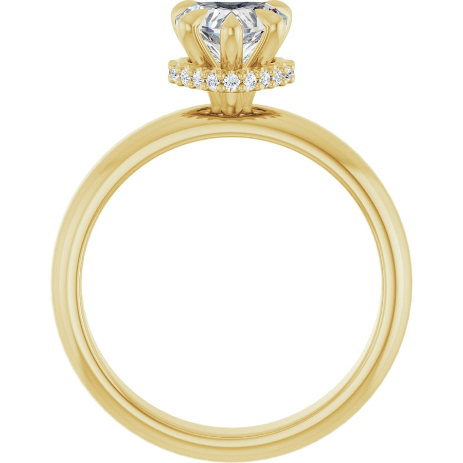 Heart Claw-Prong Hidden Halo-Style Engagement Ring Semi-Mount - gallery - Series 127042