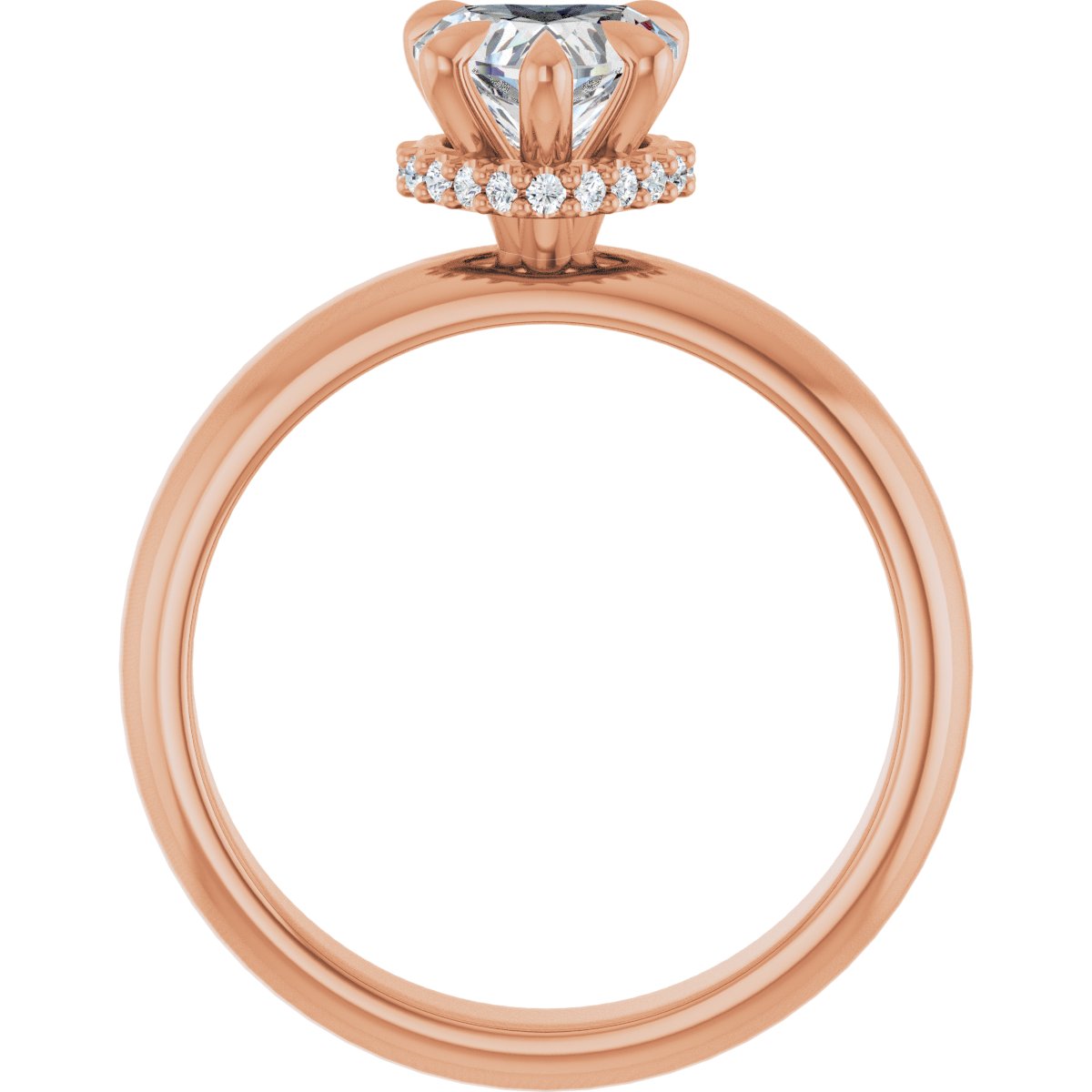 Heart Claw-Prong Hidden Halo-Style Engagement Ring Semi-Mount - gallery - Series 127042