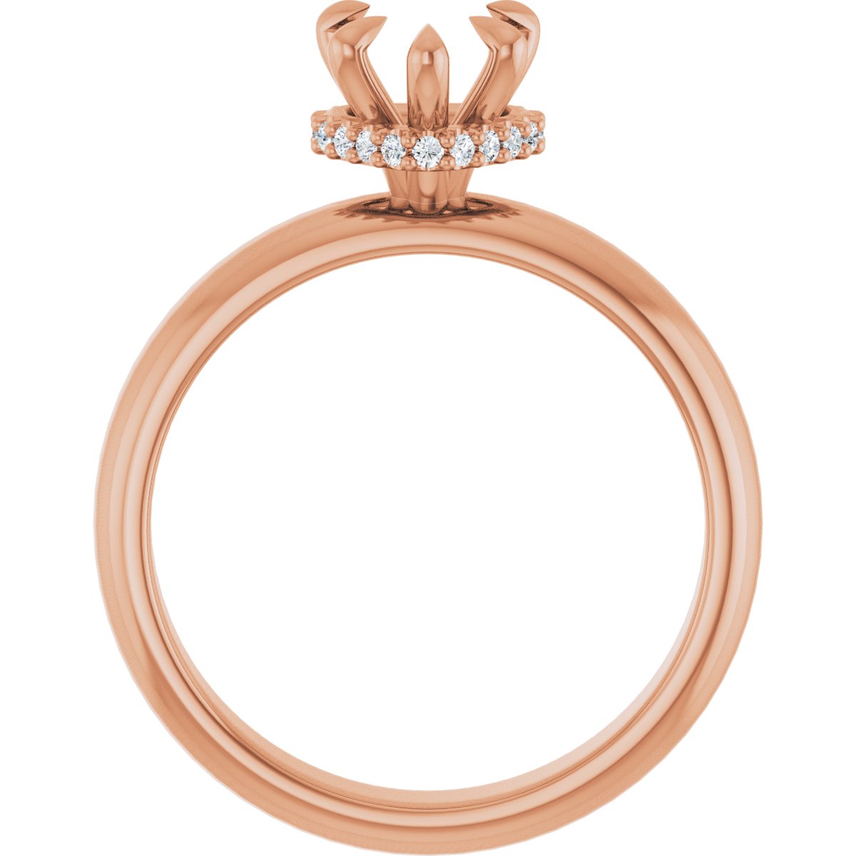 Heart Claw-Prong Hidden Halo-Style Engagement Ring Semi-Mount - gallery - Series 127042