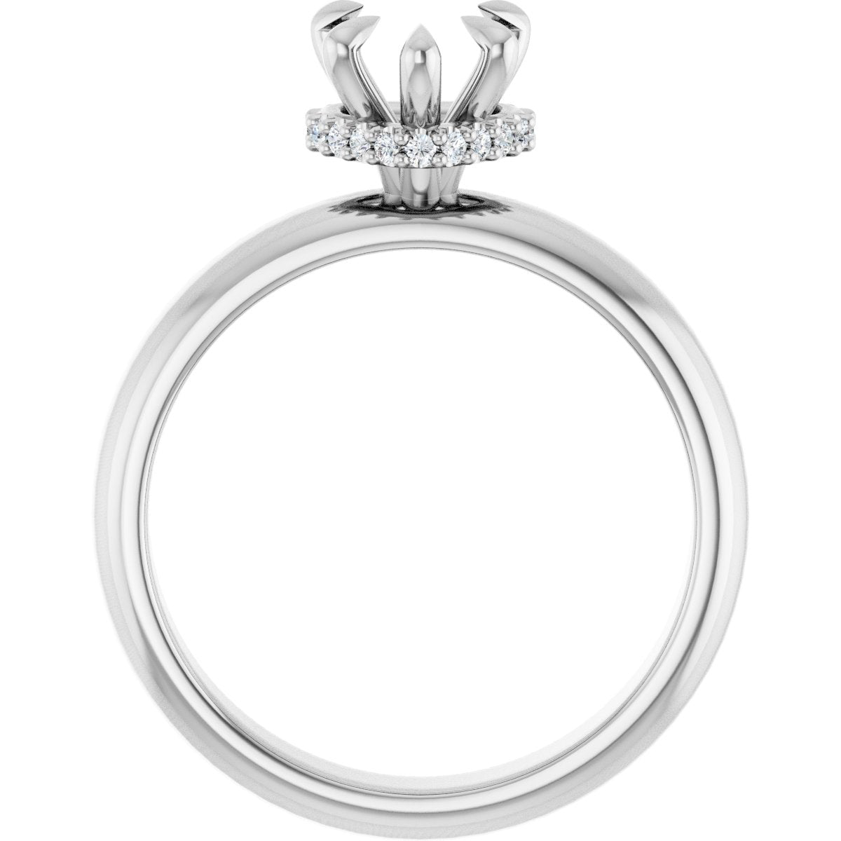 Heart Claw-Prong Hidden Halo-Style Engagement Ring Semi-Mount - gallery - Series 127042