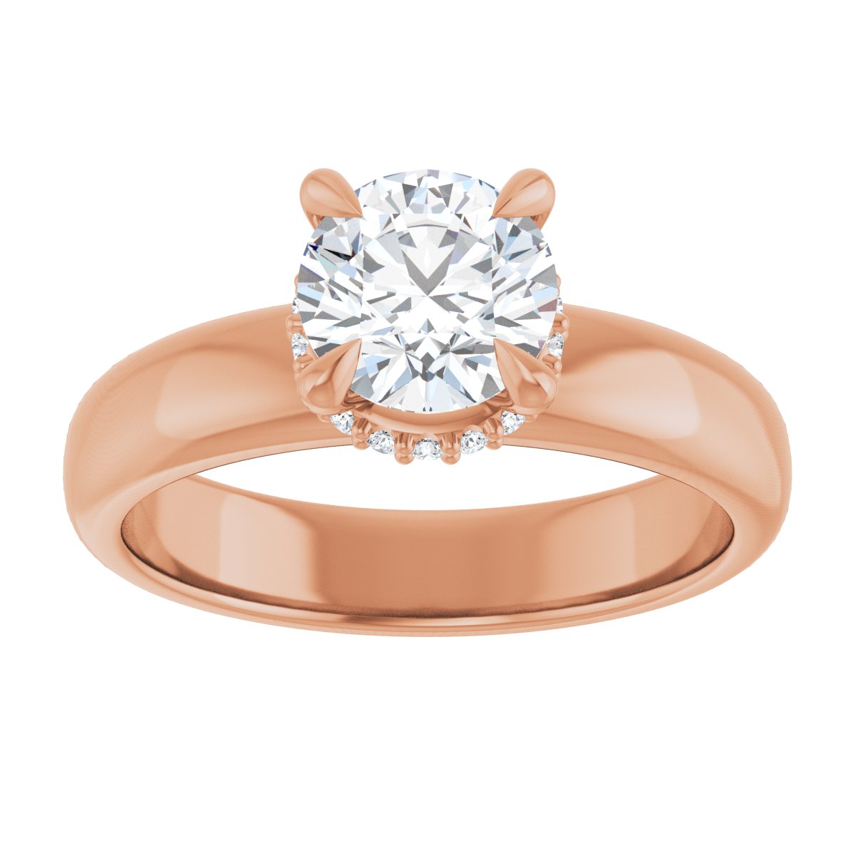 Round Claw-Prong Hidden Halo-Style Engagement Ring Semi-Mount - gallery - Series 127042