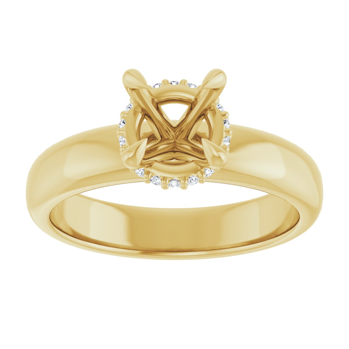 Round Claw-Prong Hidden Halo-Style Engagement Ring Semi-Mount - gallery - Series 127042