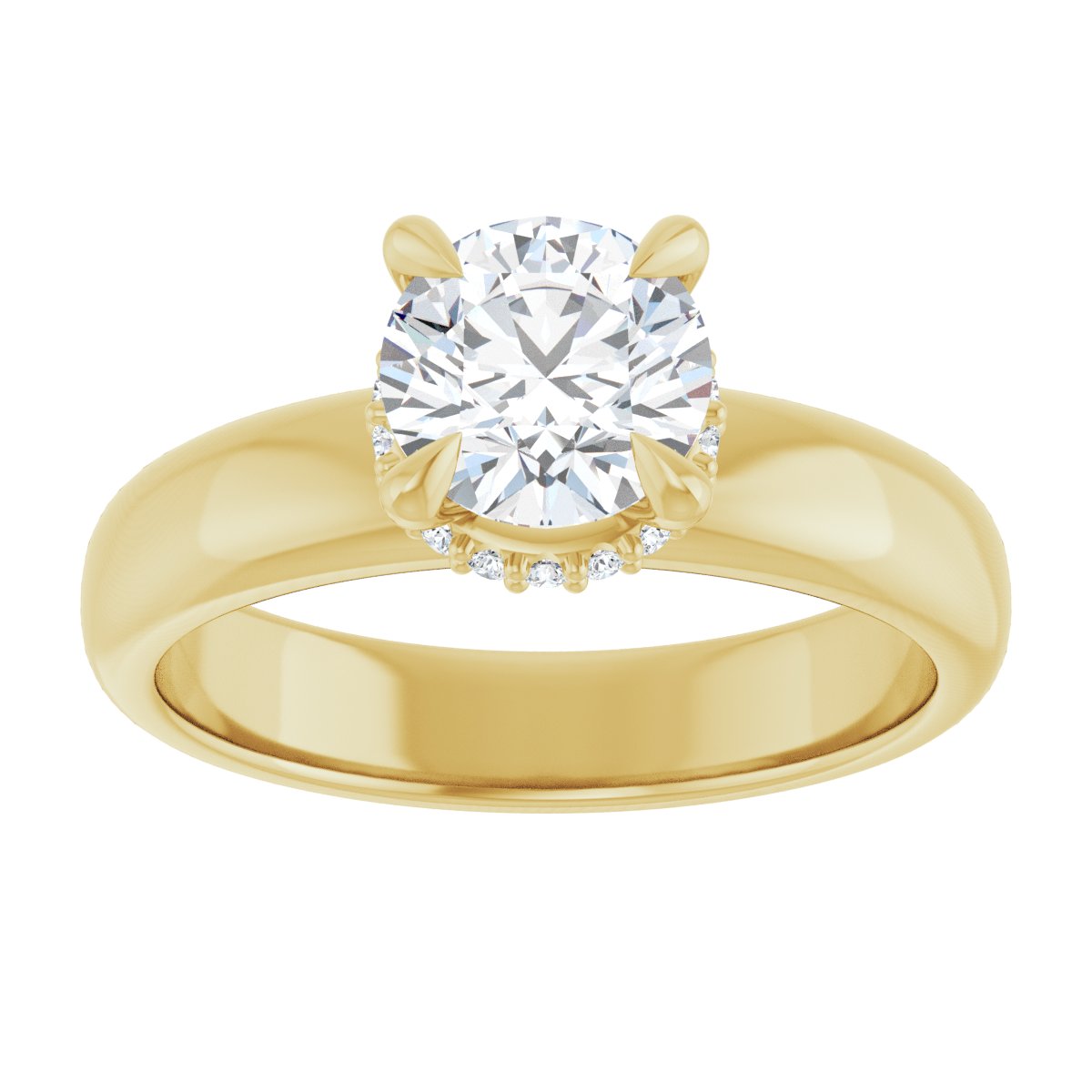 Round Claw-Prong Hidden Halo-Style Engagement Ring Semi-Mount - gallery - Series 127042