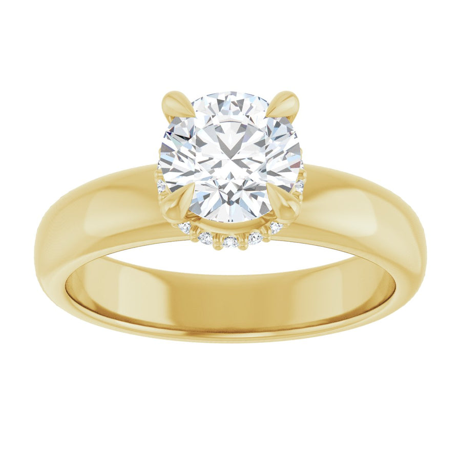 Round Claw-Prong Hidden Halo-Style Engagement Ring Semi-Mount - gallery - Series 127042
