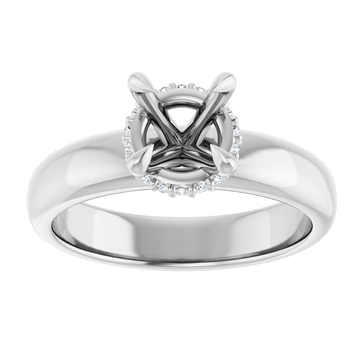 Round Claw-Prong Hidden Halo-Style Engagement Ring Semi-Mount - gallery - Series 127042