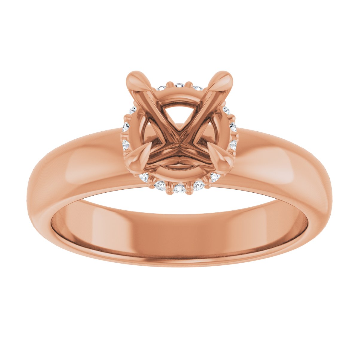 Round Claw-Prong Hidden Halo-Style Engagement Ring Semi-Mount - gallery - Series 127042