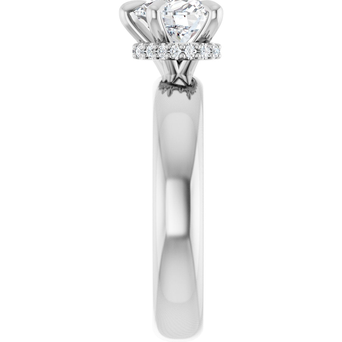 Heart Claw-Prong Hidden Halo-Style Engagement Ring Semi-Mount - gallery - Series 127042